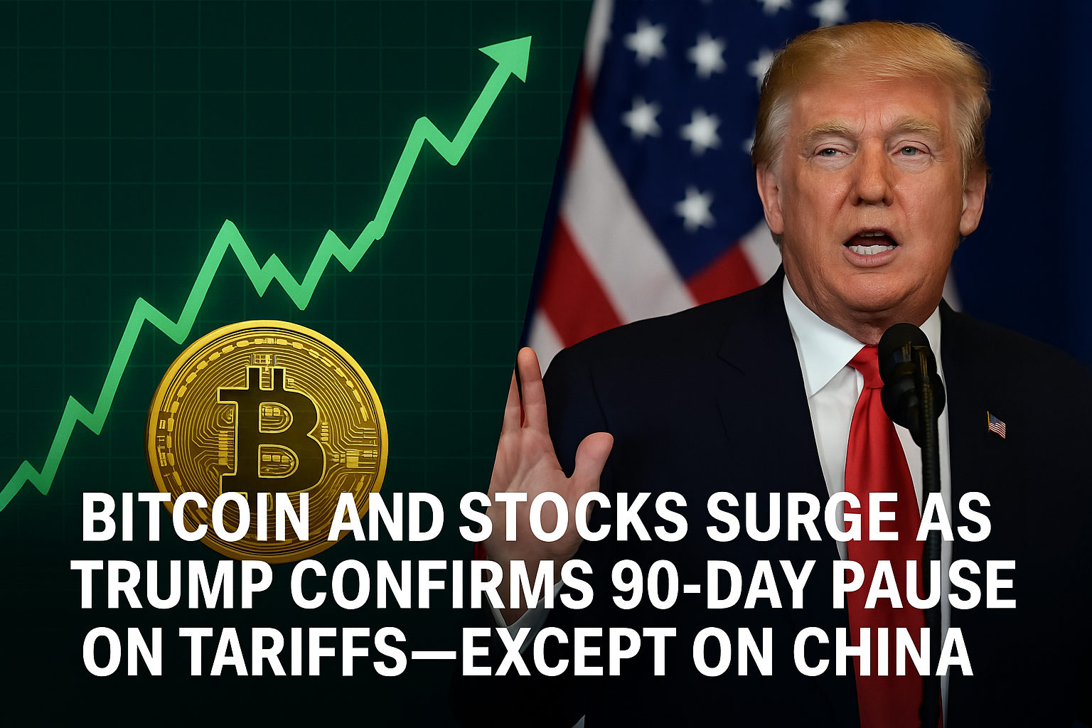 جهش بیتکوین و بازارهای مالی پس از توقف تعرفهها توسط ترامپ