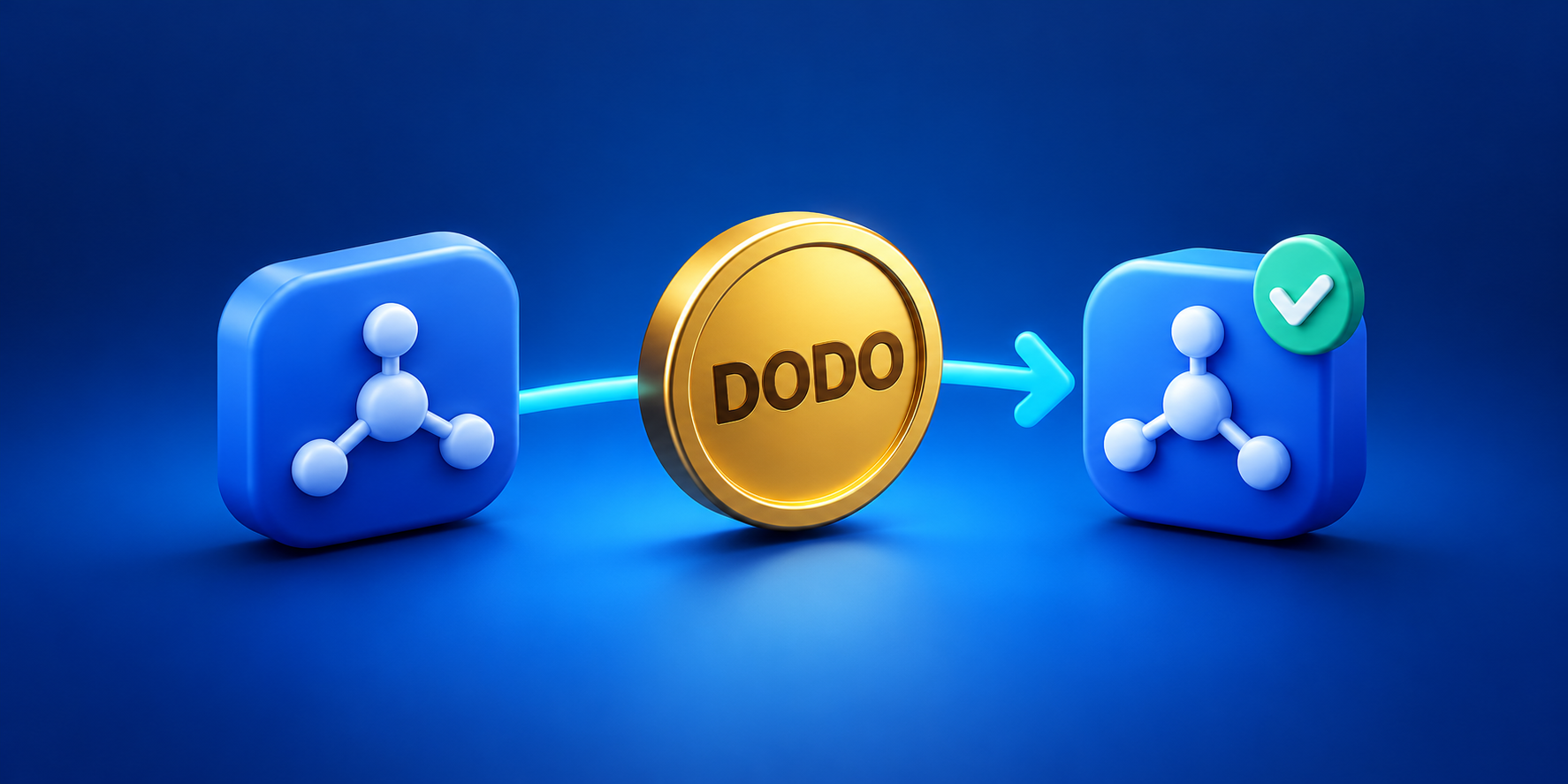 سکه DODO میان دو نماد شبکه با علامت تأیید در مقصد